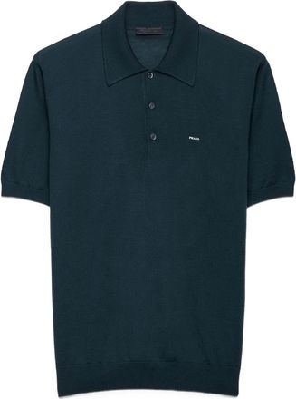 Prada Polo in lana con logo - Verde