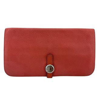 Herm&egrave;s Dogon Pink Leather Long Wallet (Bi-Fold) (Pre-Owned)