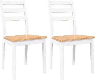vidaXL Sillas de comedor 2 unidades madera maciza de caucho blanco vidaXL