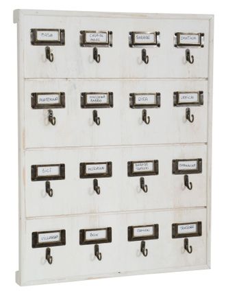 Biscottini International Biscottini - Tabl&oacute;n De Anuncios Porta Llaves De Pared 16 Ganchos De Madera 37x47 Cm Colgador De Llaves De Pasillo Contenedor Taquilla Oficina