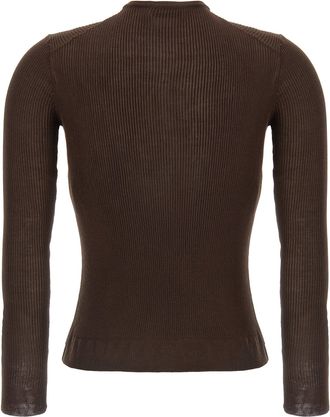 Magda Butrym Ribbed Silk Sweater - Brown