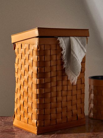 Riviere Barcelona Water-Resistant Leather Laundry Basket