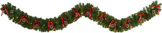 Nearly Natural 9Ft Bow & Pinecone Artificial Christmas Garland With 35 Clear Led Lights
