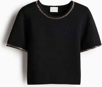 H&M Strickshirt mit Kettendetails - Schwarz