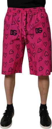 Dolce & Gabbana Mens Pink Cotton Heart Print Bermuda Shorts