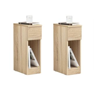 SoBuy Sobuy - Set De 2 Mesas Auxiliares Mesita De Noche Con 1 Caj&oacute;n Mesa Para Sal&oacute;n Comedor 20 X 35 X 60 Cm Madera Fbt111-nx2 Es