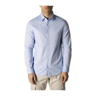 A|X Armani Exchange Klassieke Katoenen Overhemd Lange Mouwen - Heren - Casual Overhemden - Blauw - S - Katoen - Overhemden