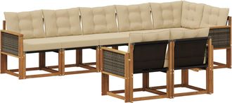vidaXL Conjunto De Sof&aacute;s De Exterior 8 Uds. Natural Y Beige Vidaxl