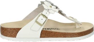 Birkenstock Gizeh Flowers White, Natural Leather