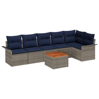 vidaXL Set Divano Da Giardino 7 Pz Grigio Polyrattan Vidaxl