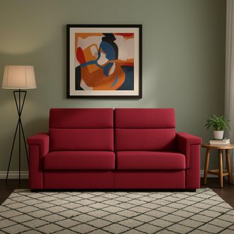 Dmora Sof&aacute; Cama 2 Plazas Brusasco, Desenfundable, Contenedor Hecho En Italia, Apertura Abatible, 205x95 Cm Rojo