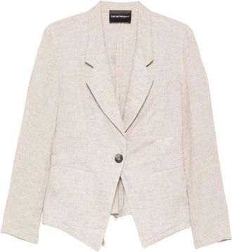 Emporio Armani Blazer - Dames - Blazers - Beige - L - Nylon - Jassen