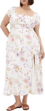 City Chic Abbigail Print Puff Sleeve Maxi Dress in Flirty Floral at Nordstrom, Size Xxxs