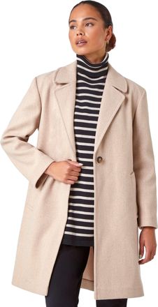 Roman Womens P - Button Coat - Stone - Size 16 UK