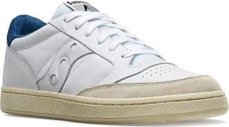 Saucony Jazz Court Fashion Leather Casual Shoes, White Blue, 10.5 UK