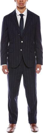Brunello Cucinelli Blue Wool Pinstripe Suit, Brand Size 44 (US Size 34)