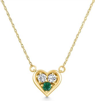 Pompeii3 1/2Ct Heart Shape Emerald & Diamond Pendant 10k Gold Womens Necklace lab Grown
