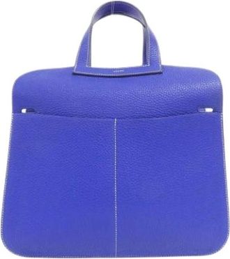 Herm&egrave;s Pre-owned Vintage Handbag - Dames - Vintage Handtas - Blauw - ONE Size - Leer - Vintage