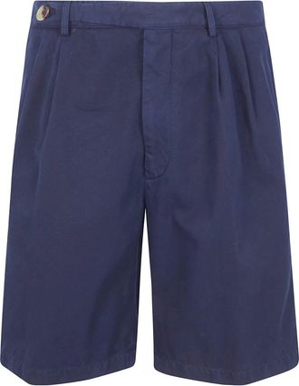 Brunello Cucinelli Bermuda Broeken - Heren - Korte Broeken - Blauw - L - Katoen - Korte Broeken