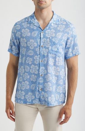 Vineyard Vines Hawaiian Floral Linen Blend Camp Shirt in Floral - Coastline at Nordstrom, Size Xx-Large
