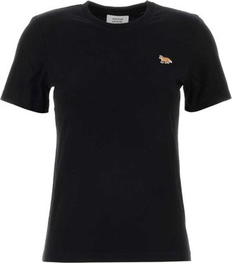 Maison Kitsun&eacute; T-Shirts, female, Black, Size: XS Baby Fox Regular Tee-Shirt