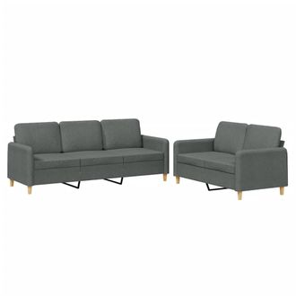 vidaXL Vidaxl - Juego De Sof&aacute;s Con Cojines 2 Piezas Tela Gris Oscuro