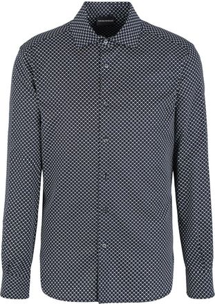 Emporio Armani logo-print cotton shirt - men - Cotton/Elastane - L - Black