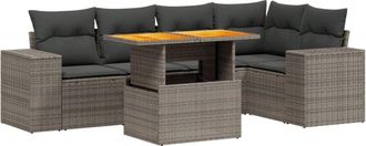 vidaXL Vidaxl - Set De Muebles De Jard&iacute;n 6 Pzas Y Cojines Rat&aacute;n Sint&eacute;tico Gris