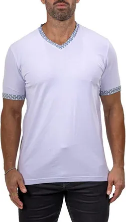 Maceoo Edison Marthyr0001 White Cotton V-Neck T-Shirt at Nordstrom, Size 3