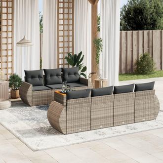 vidaXL Vidaxl - Set De Sof&aacute;s De Jard&iacute;n 8 Pzas Y Cojines Rat&aacute;n Sint&eacute;tico Gris