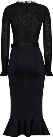 Self Portrait Womens Beaded Black Knit Midi Dress Viscose