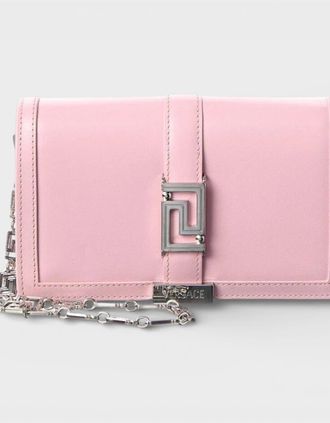 Versace Womens Logo Leather Chain Bag Pink - Size: O/S