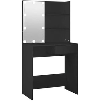 vidaXL Dressing Table with led Black 74.5x40x141 cm Vidaxl