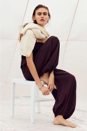H&M Ruffle-trimmed bandeau jumpsuit in Dark Brown at Nordstrom, Size Xx-Small