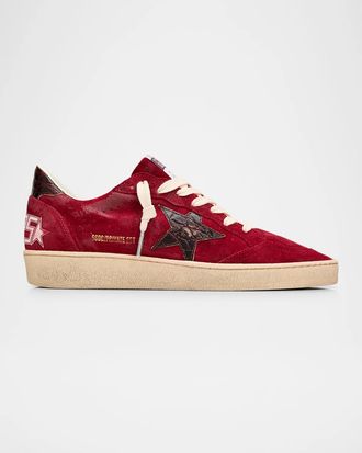 Golden Goose Ball Star Suede Croc-Embossed Low-Top Sneakers