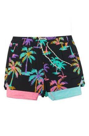 Party Pants Funky Palms Sport Swim Trunks in Black at Nordstrom Rack, Size Xx-Large