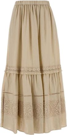 Max Mara Pallore Maxi Rok - Dames - Maxi Rokken - Beige - S - Linnen - Rokken