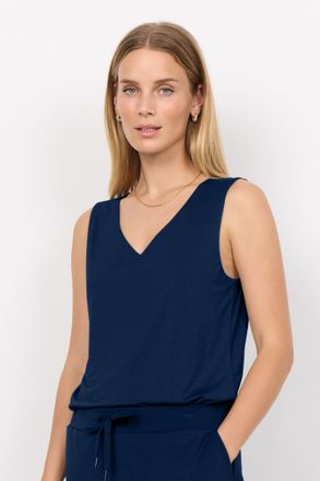 Soyaconcept Shirttop SOYACONCEPT SC-MARICA 283, Damen, Gr. XXL, navy, Jersey, Obermaterial: 93% Lyocell, 7% Elasthan, unifarben, normal, V-Ausschnitt, Tops Shirtt