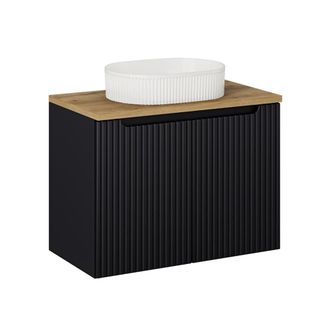 Petits Meubles Mueble lavabo individual 80cm paneles de melamina y mdf negro y madera
