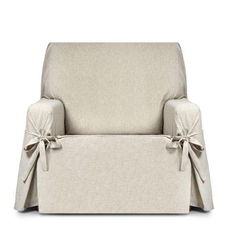 Eysa Funda de sill&oacute;n hidr&oacute;fugo 1 plaza con lazos crudo 80-120 cm