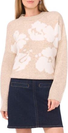 Vince Camuto Floral Jacquard Sweater in Oatmeal at Nordstrom Rack, Size Xx-Large