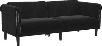 vidaXL Sof&aacute; De 3 Plazas Terciopelo Negro Vidaxl