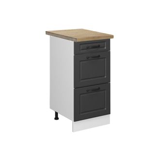 Vicco Mueble Bajo De Cocina R-line, Antracita Casa De Campo, 40 Cm Con Cajones, Et Roble Vicco