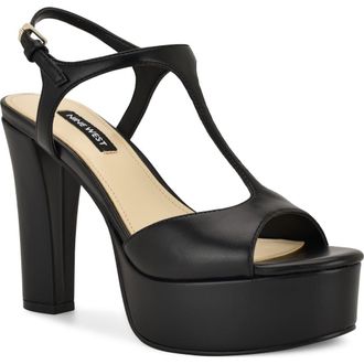 Nine West Naini Ankle Strap Platform Sandal in Black at Nordstrom, Size 10.5