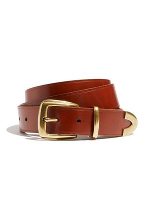 Madewell Leather Western Belt in English Saddle at Nordstrom, Size Small