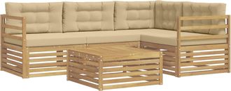 vidaXL Conjunto De Sof&aacute;s De Exterior 5 Uds. Y Beige Poli&eacute;ster Vidaxl