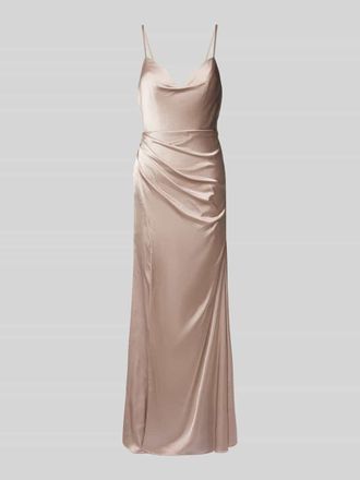 Laona Abendkleid mit seitlicher Raffung in Metallic Beige, Gr&ouml;&szlig;e 36