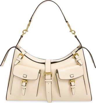 Mulberry Roxanne High Shine Leather Shoulder Bag in Eggshell at Nordstrom