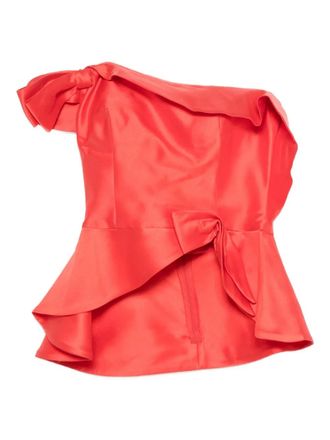Gemy Maalouf Top monospalla con ruches - Rosso