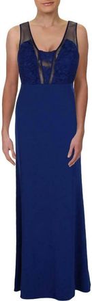 Aidan Mattox Womens Lace Evening Gown In Navy Blue